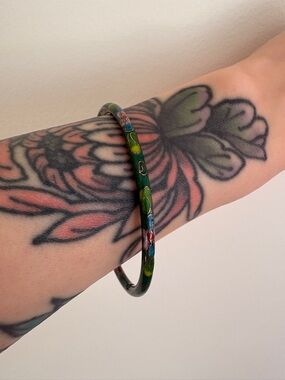 VTG Green Cloisonné Bangle Bracelet